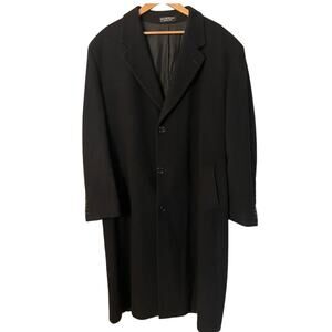 Andrew Fezza Men Sz L 48 Coat Cashmere Wool Italian Long Lined Black Trench